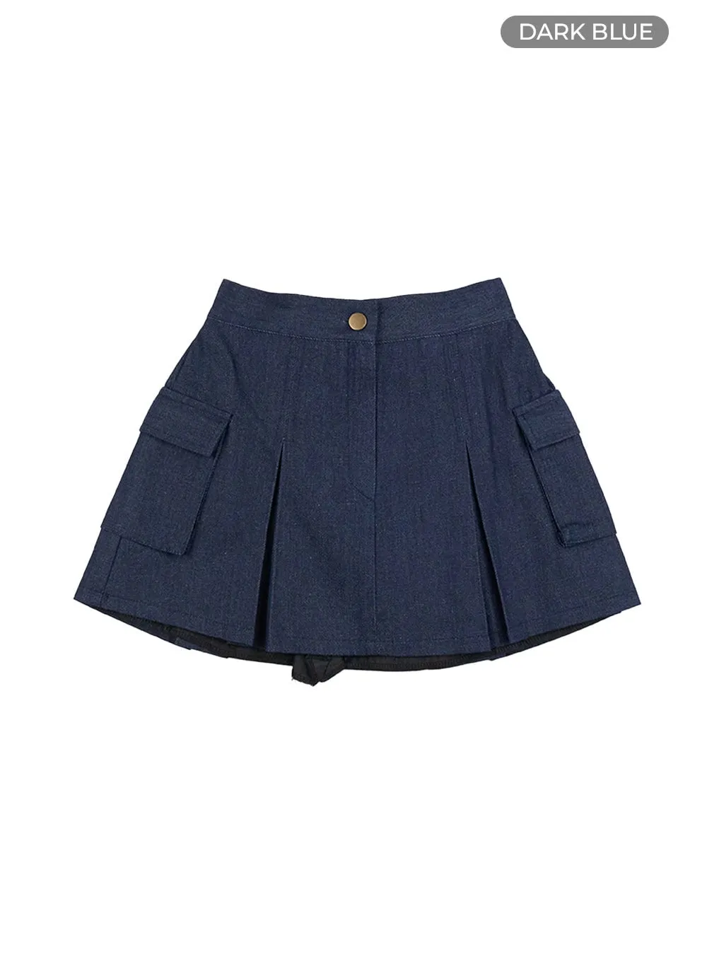 Pleated Cargo Cotton Mini Skirt CG423