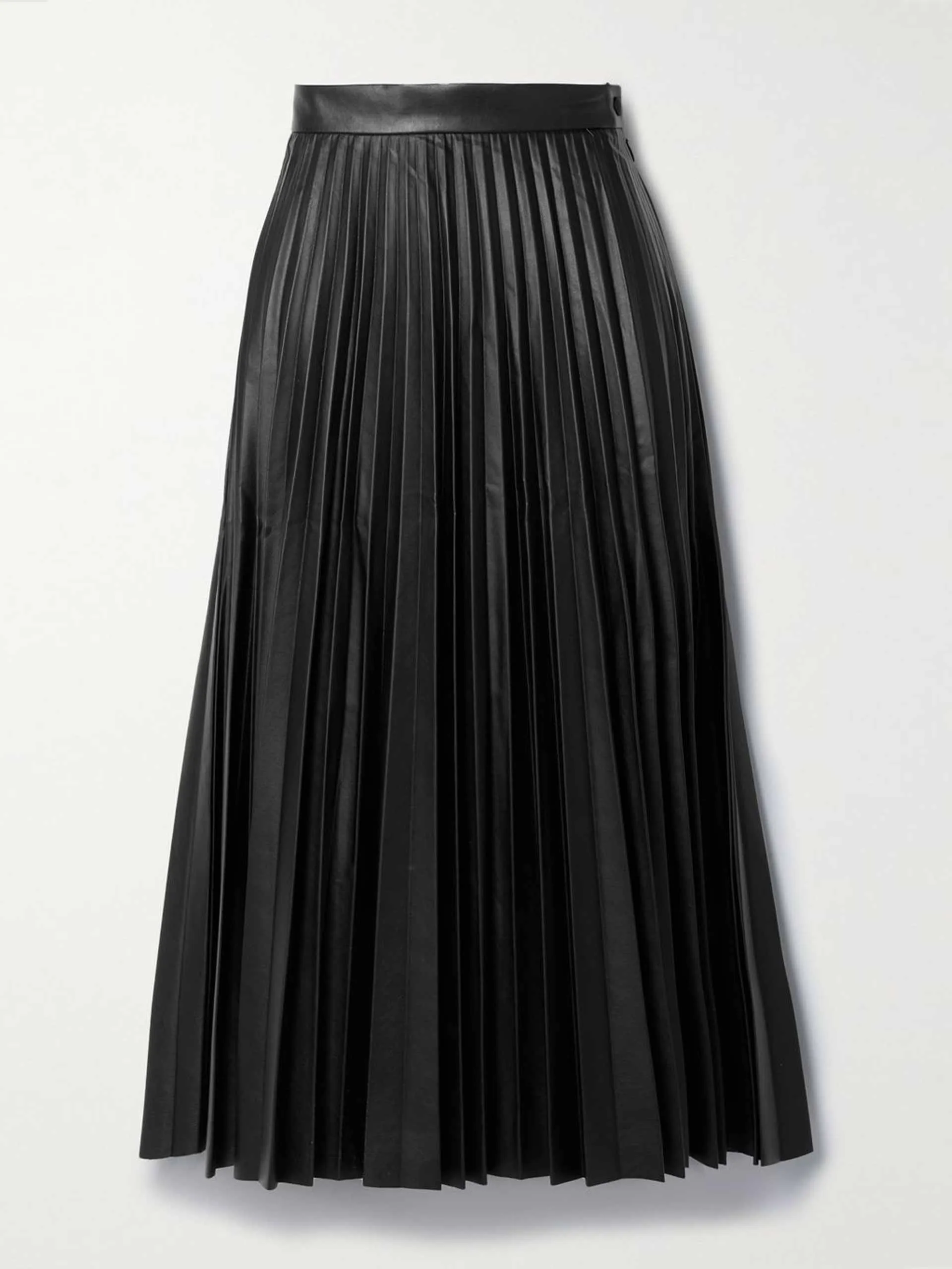 Pleated faux leather midi skirt