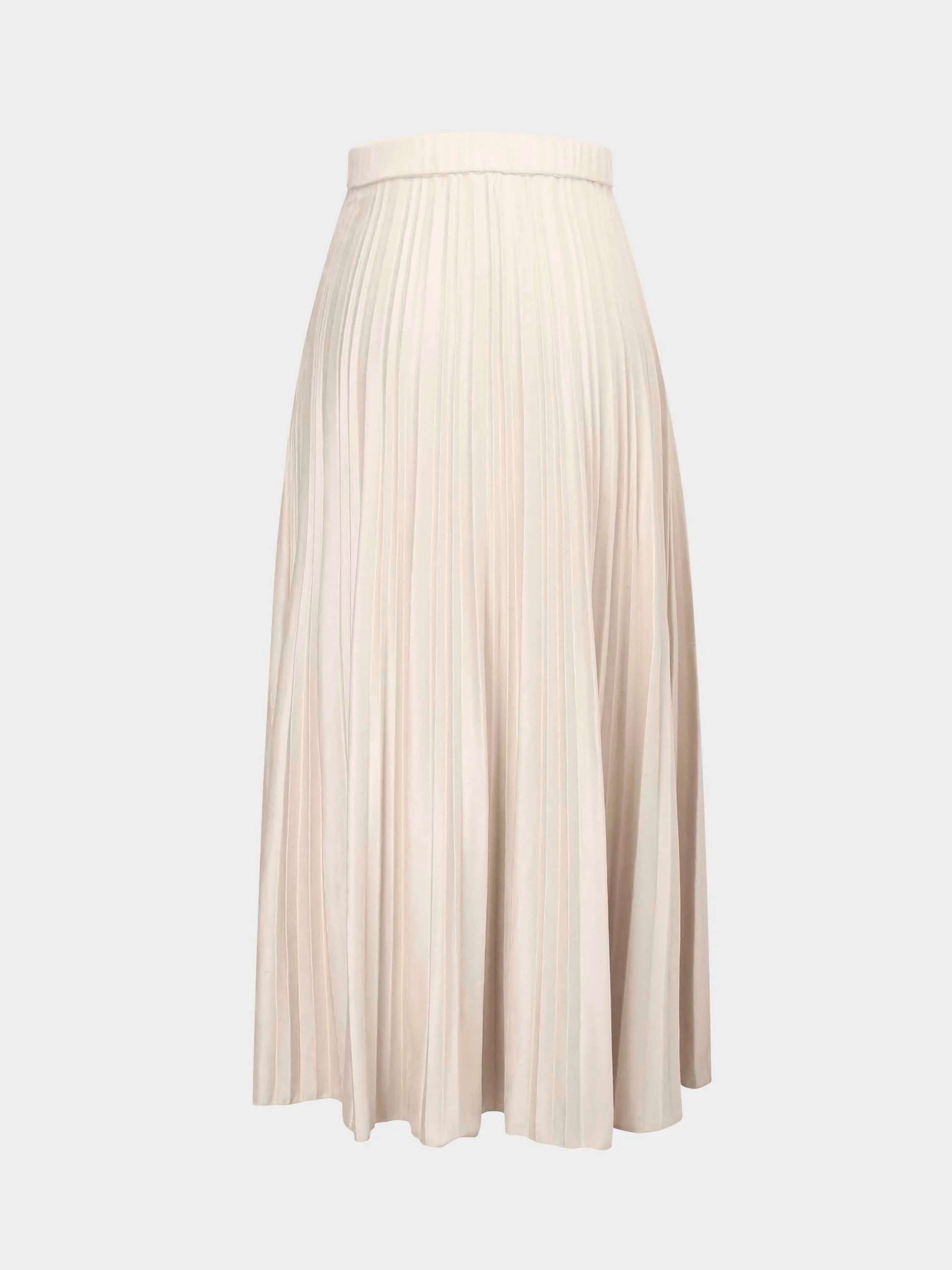 Pleated Faux Suede Skirt 37"-Ivory