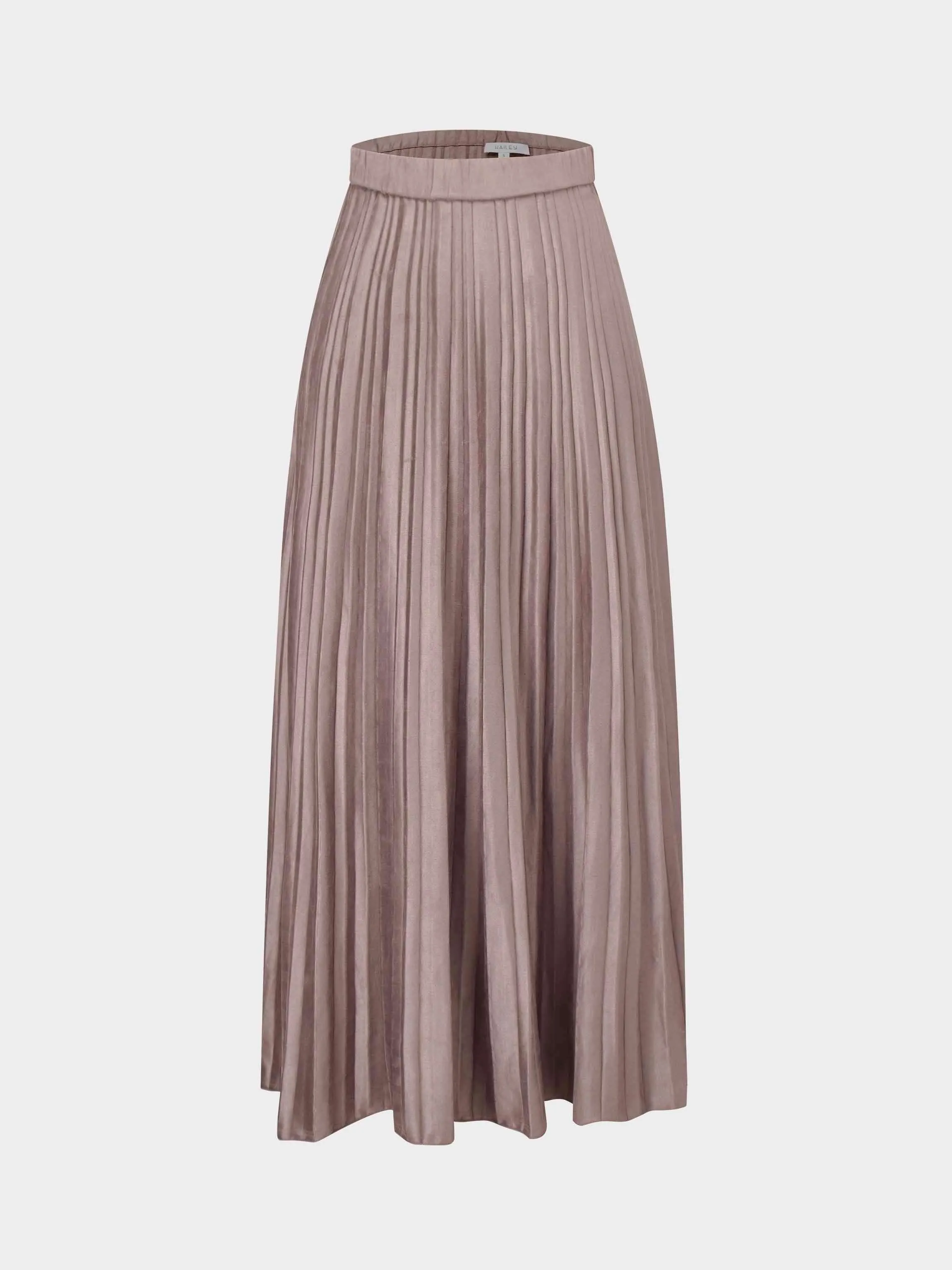 Pleated Faux Suede Skirt 37"-Taupe