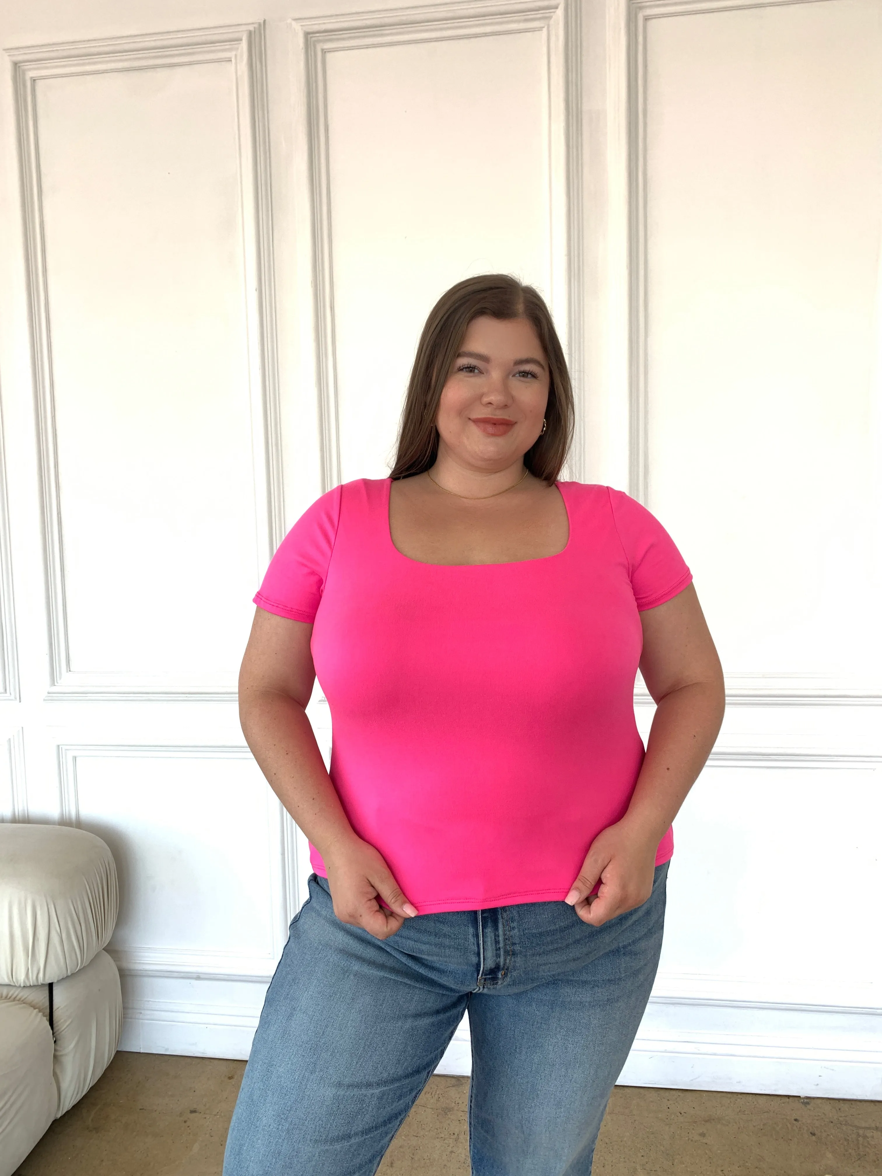 Plus Size Double Layer Cropped Tee