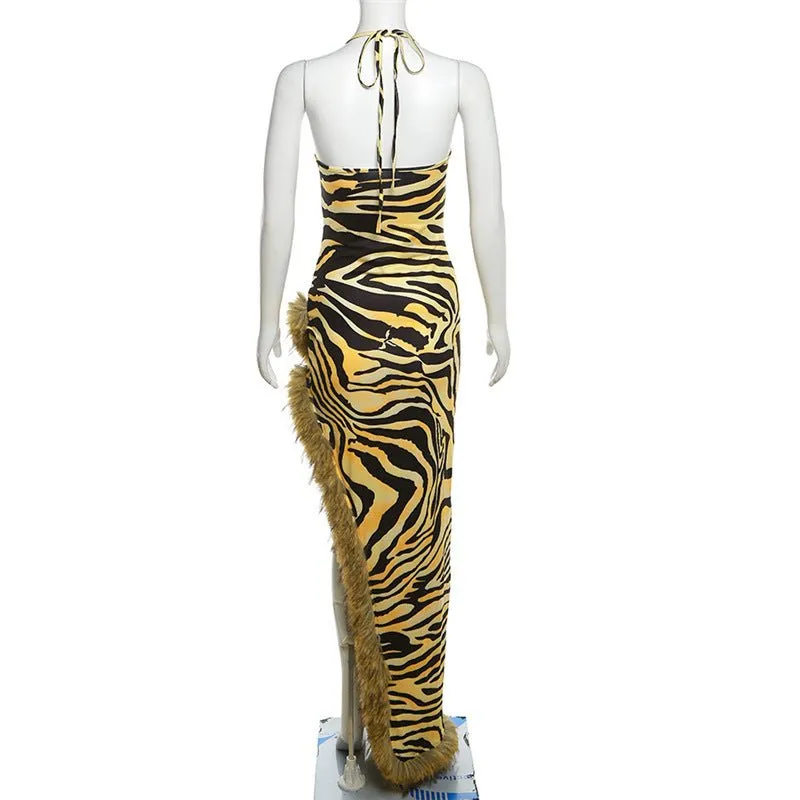 Pre Order:  Tiger Stripes Halter Bodycon Dress