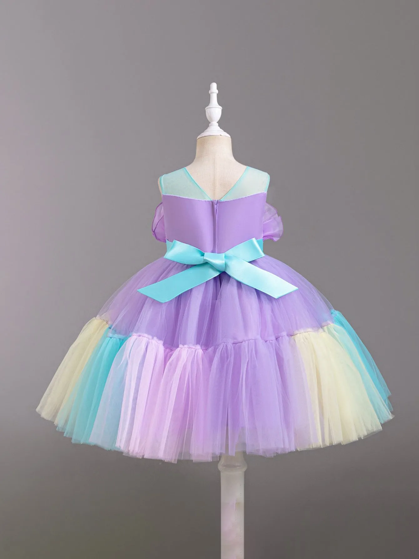 Princess dress gradient color mesh skirt small children's skirt bow dress