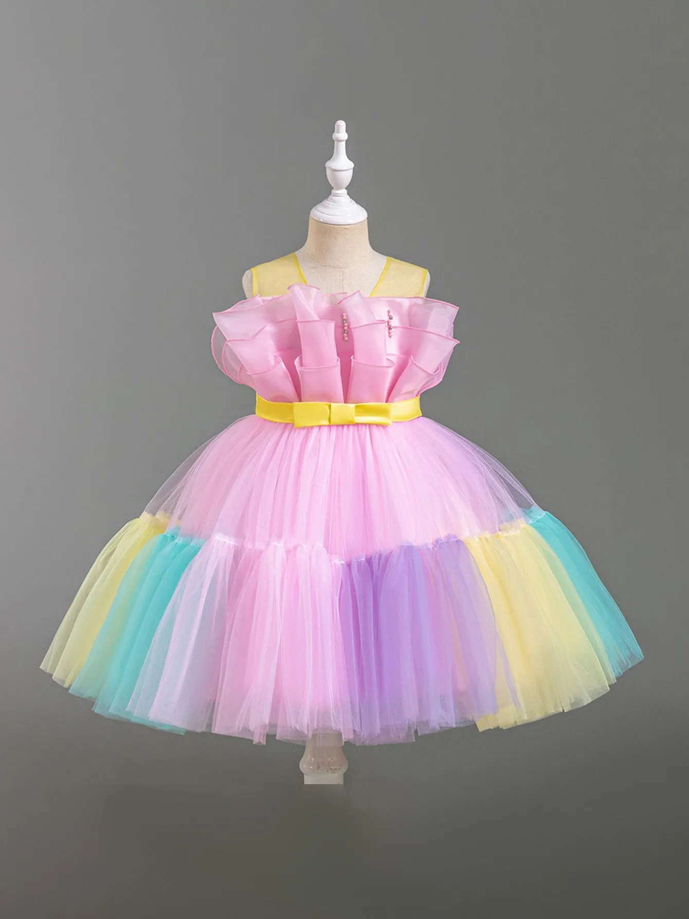 Princess dress gradient color mesh skirt small children's skirt bow dress