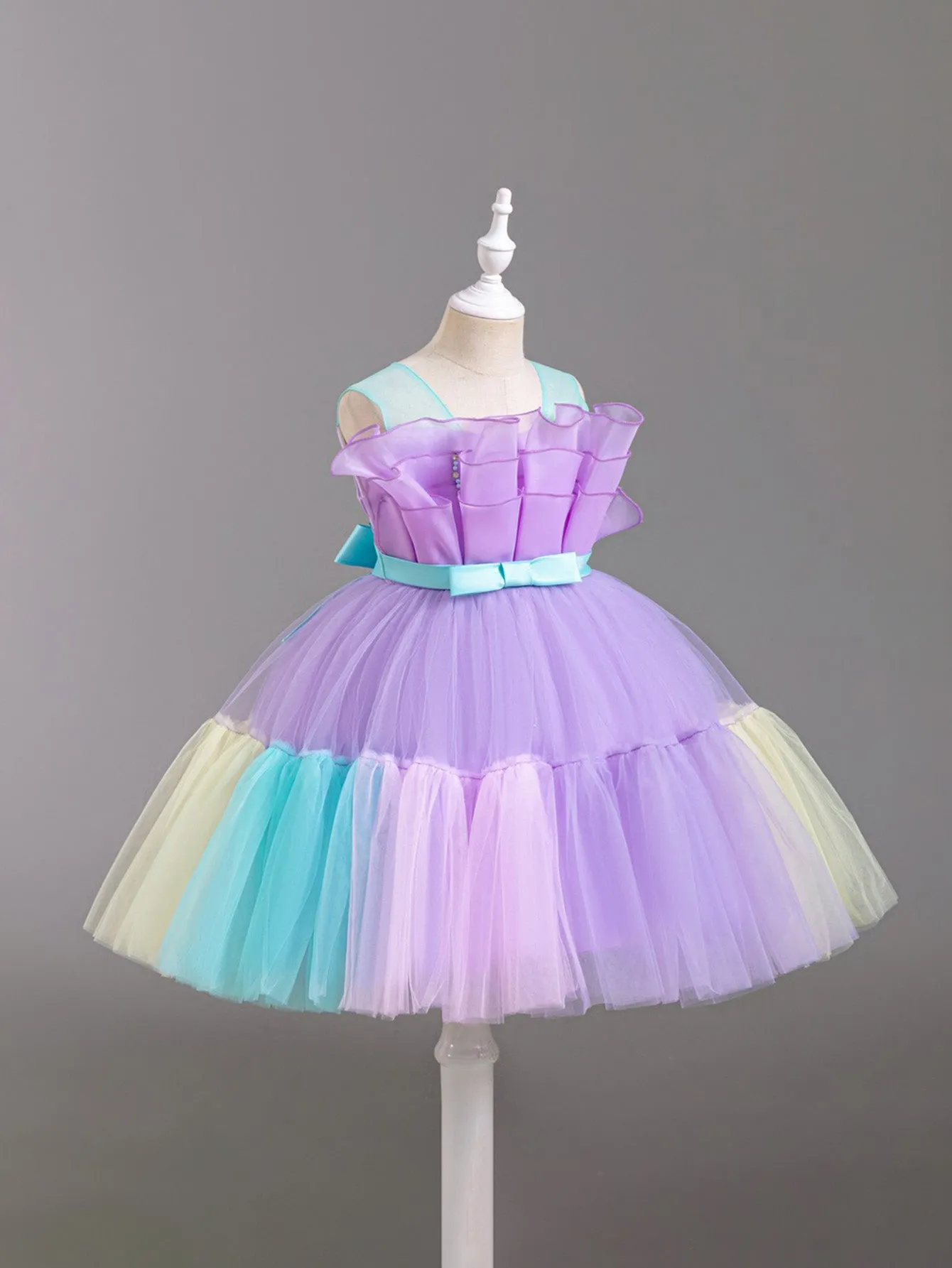 Princess dress gradient color mesh skirt small children's skirt bow dress