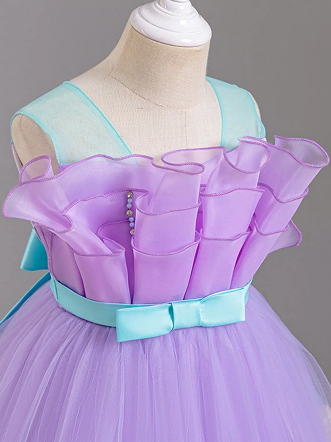 Princess dress gradient color mesh skirt small children's skirt bow dress