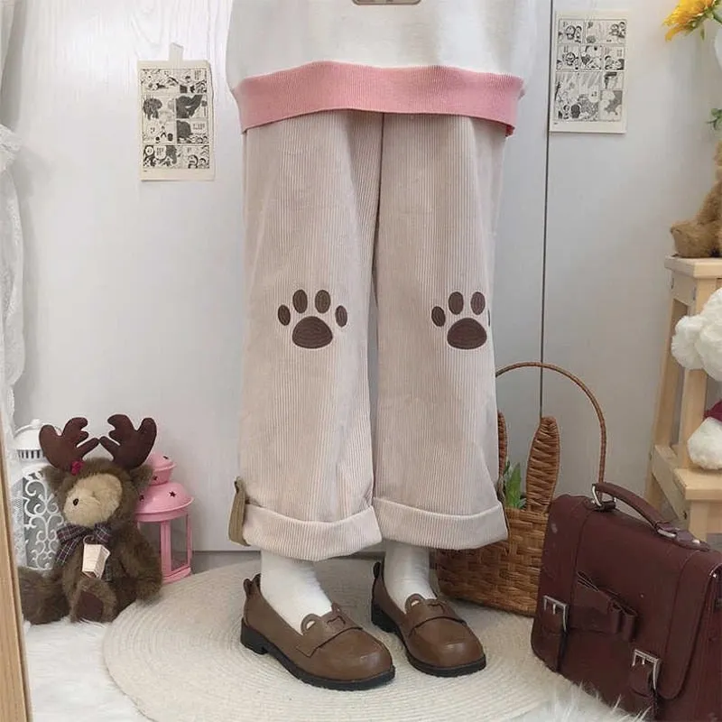 Puppy Paw Print Corduroy Pants