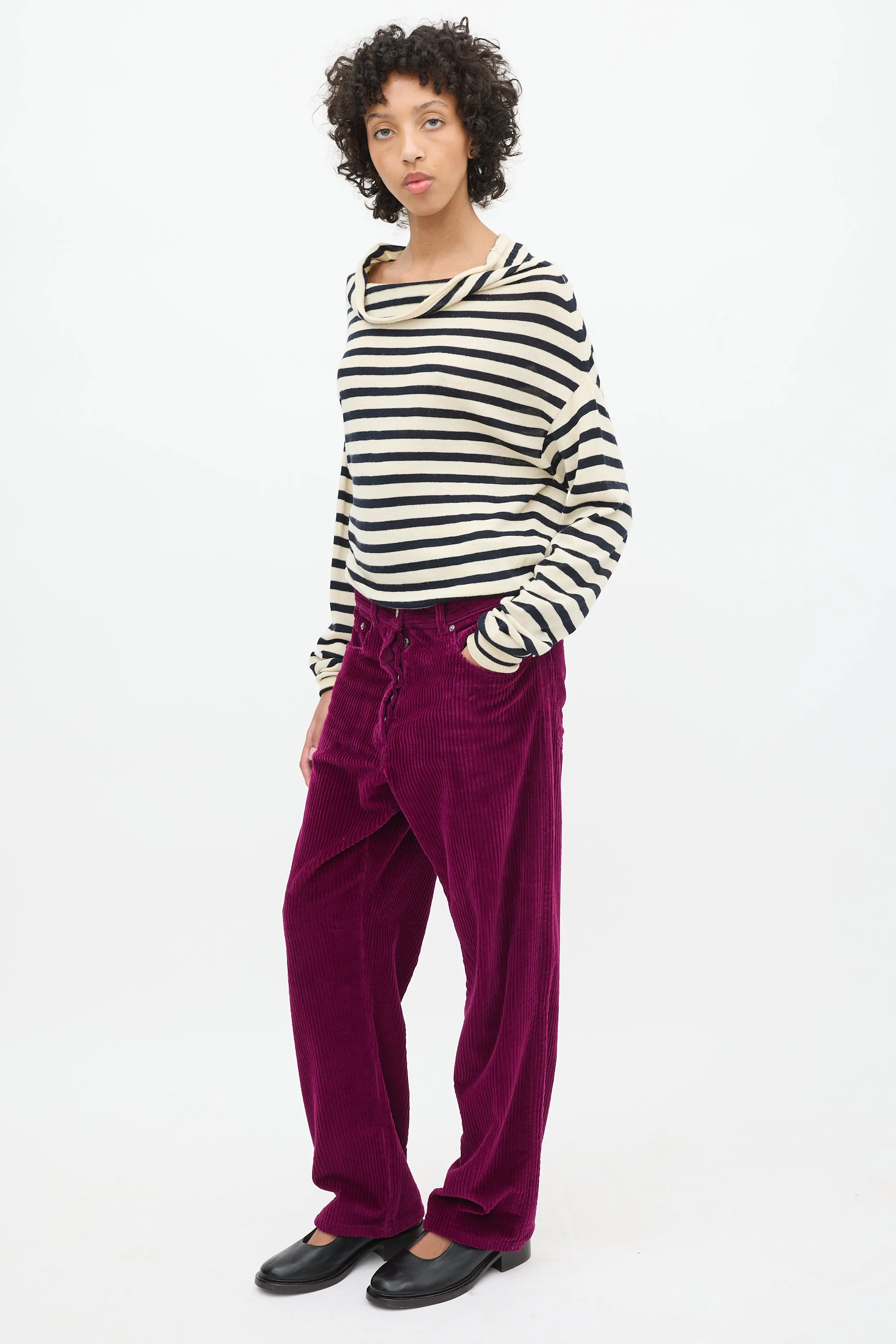 Purple Corduroy Straight Leg Trouser