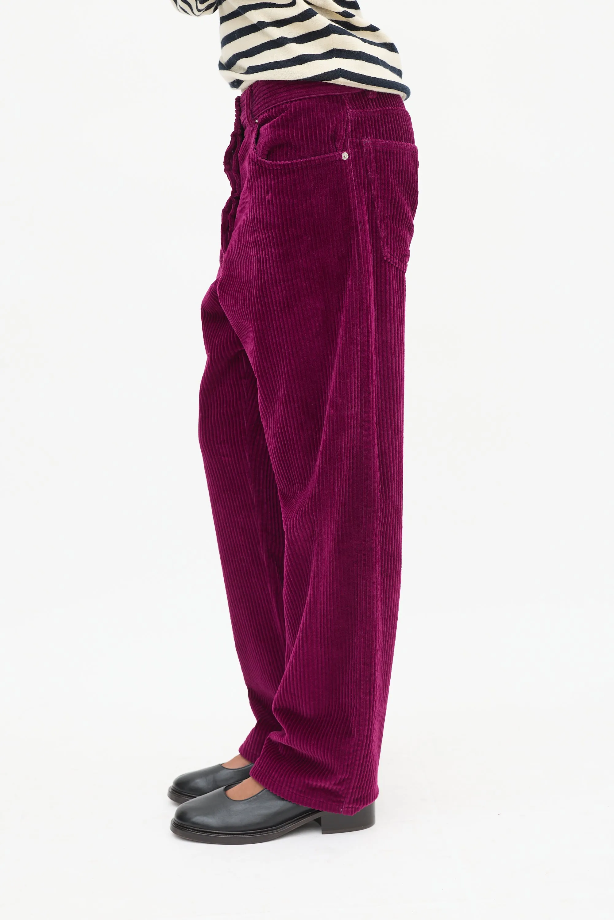 Purple Corduroy Straight Leg Trouser