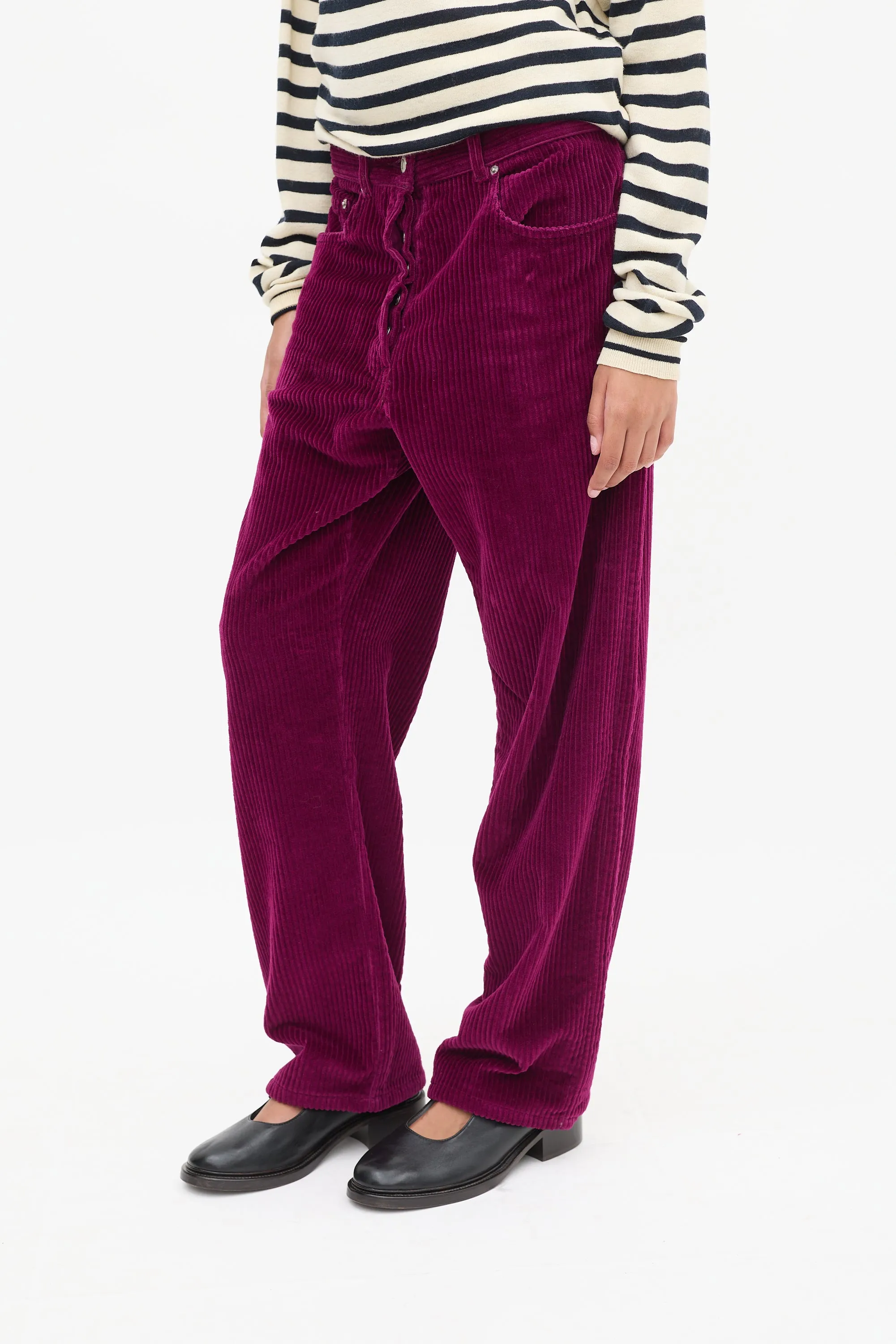 Purple Corduroy Straight Leg Trouser