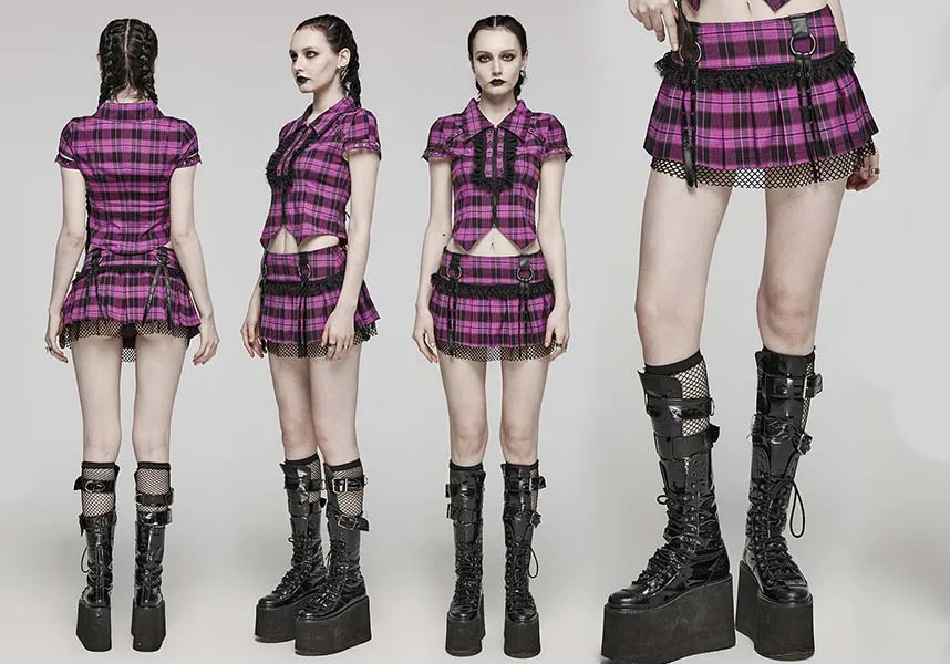 Quinn Tartan [Magenta/Black] | MINI SKIRT