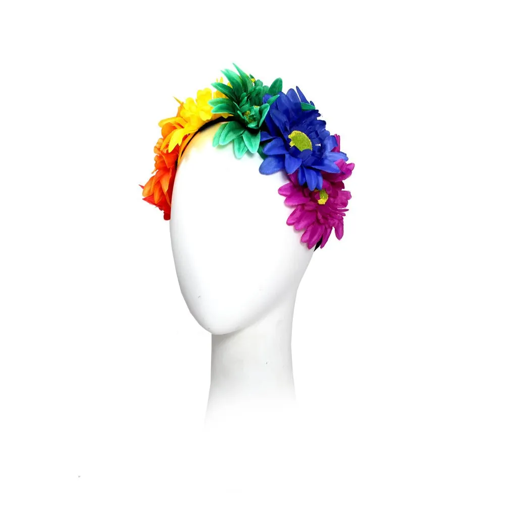 Rainbow Daisy Flower Headband