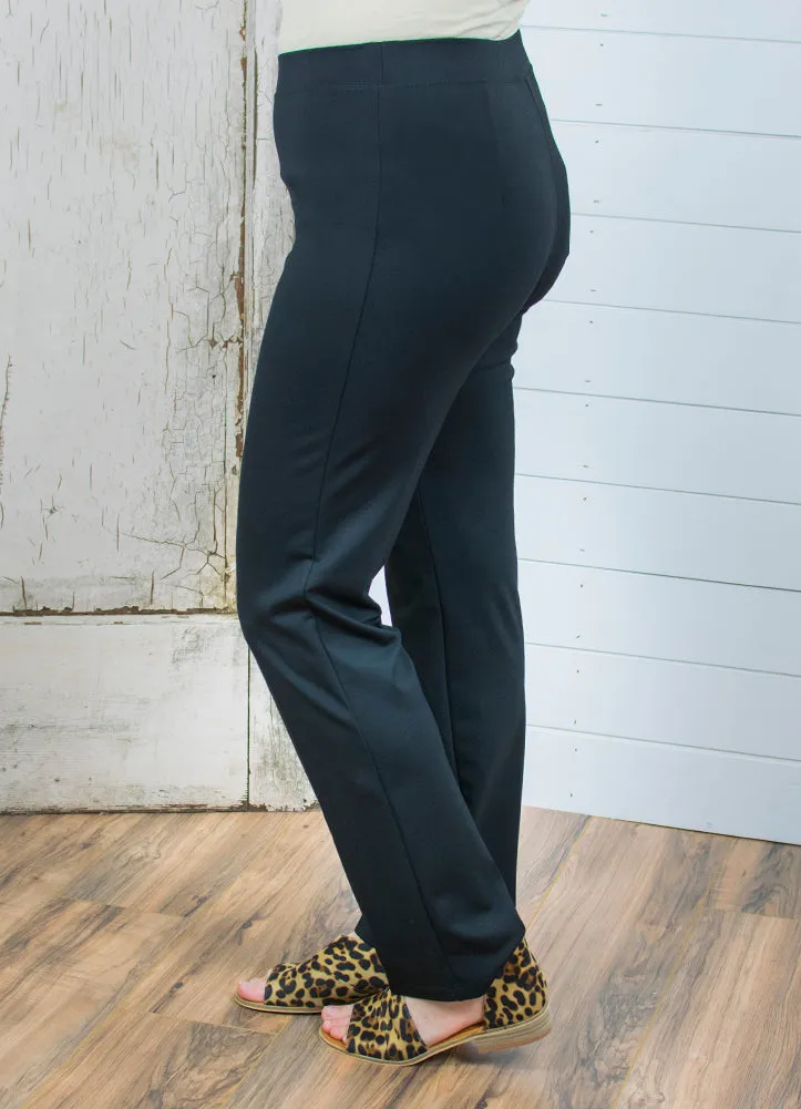 Regular Pull On Straight Pant in Black by Picadilly