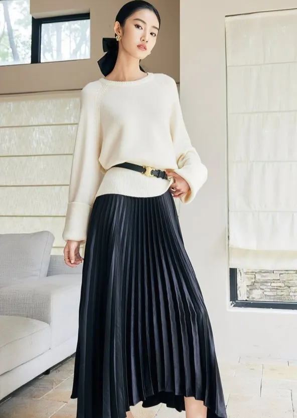 SATIN ACETATE PLEATED SKIRT