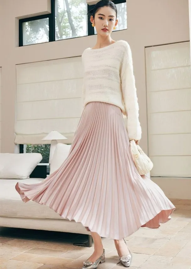 SATIN ACETATE PLEATED SKIRT