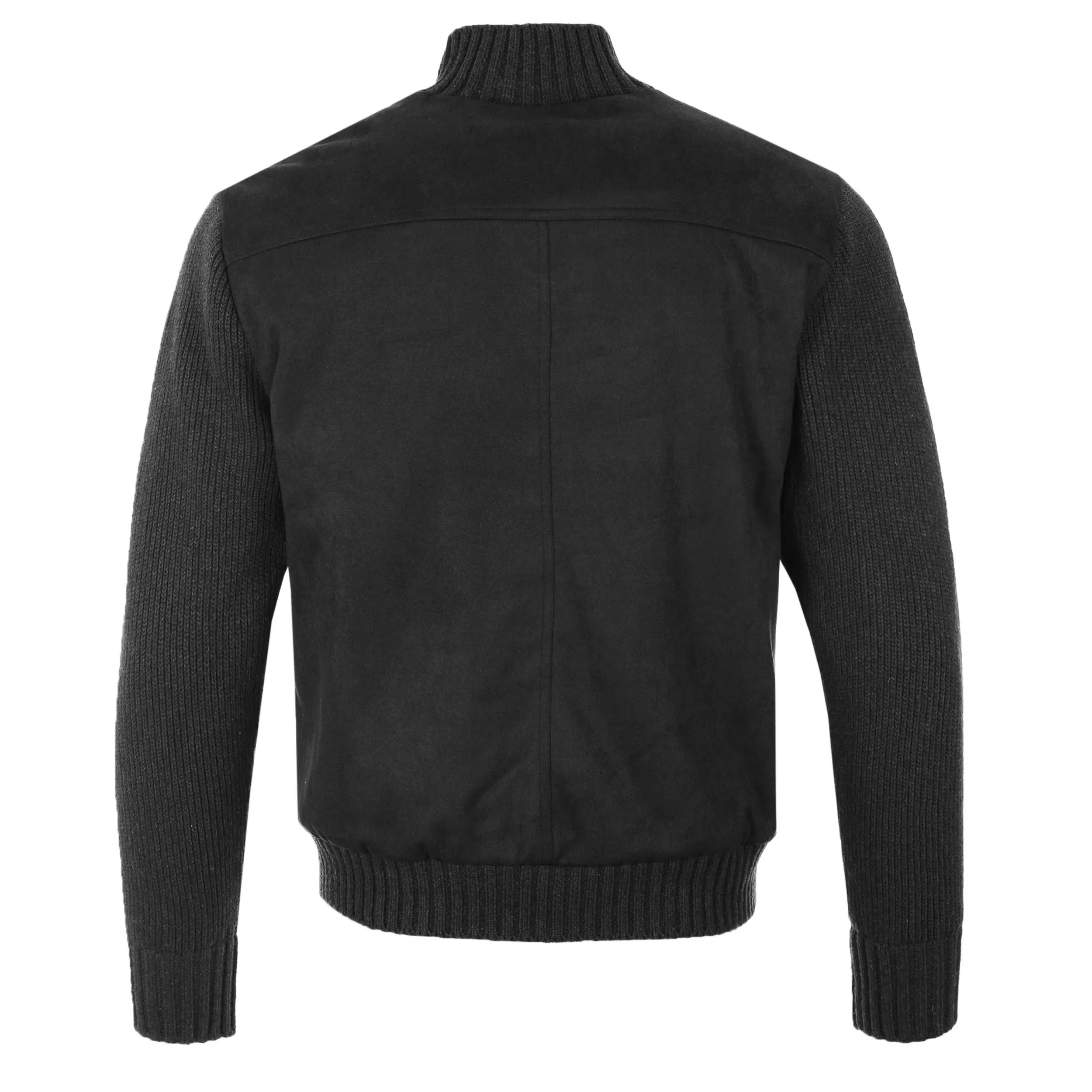 Seinse Faux Suede Zip Knit Jacket in Black