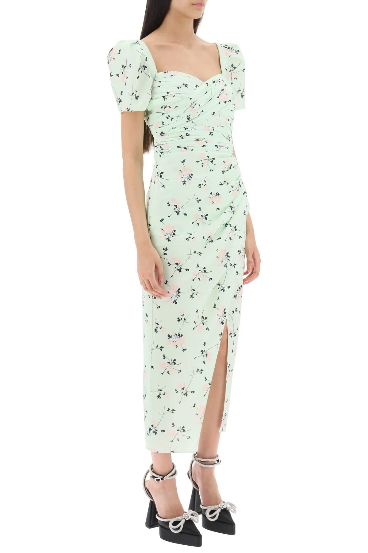 Self portrait 'iris' short-sleeved midi dress with floral pattern