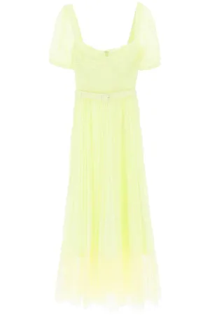 Self portrait midi dress in pleated chiffon