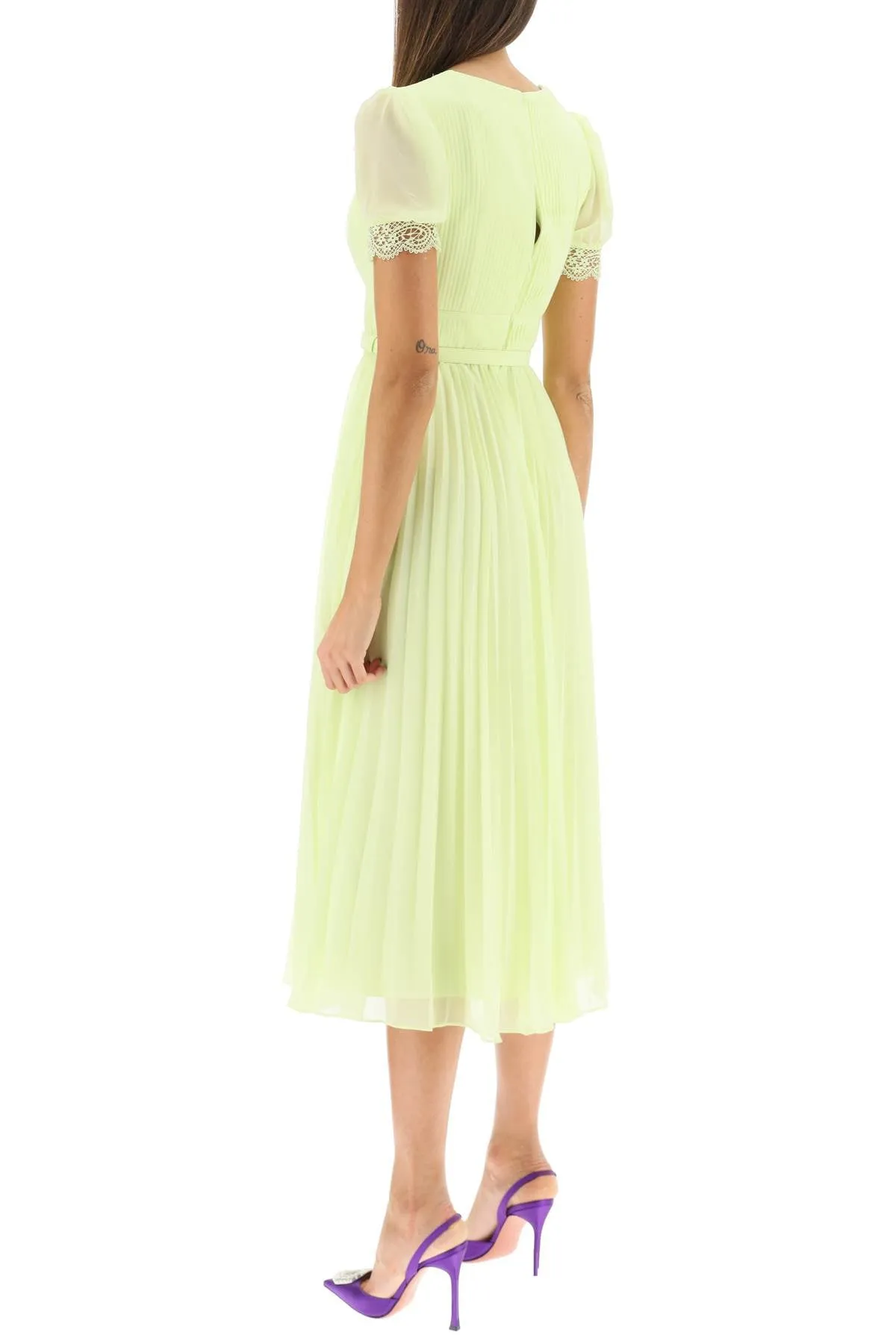 Self portrait pleated chiffon midi dress