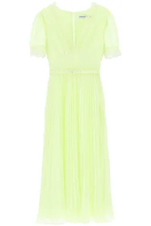 Self portrait pleated chiffon midi dress