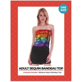 Sequin Bandeau Crop Top - Rainbow