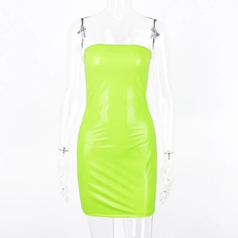 Sexy Slim Mini Dress Neon Sexy Club