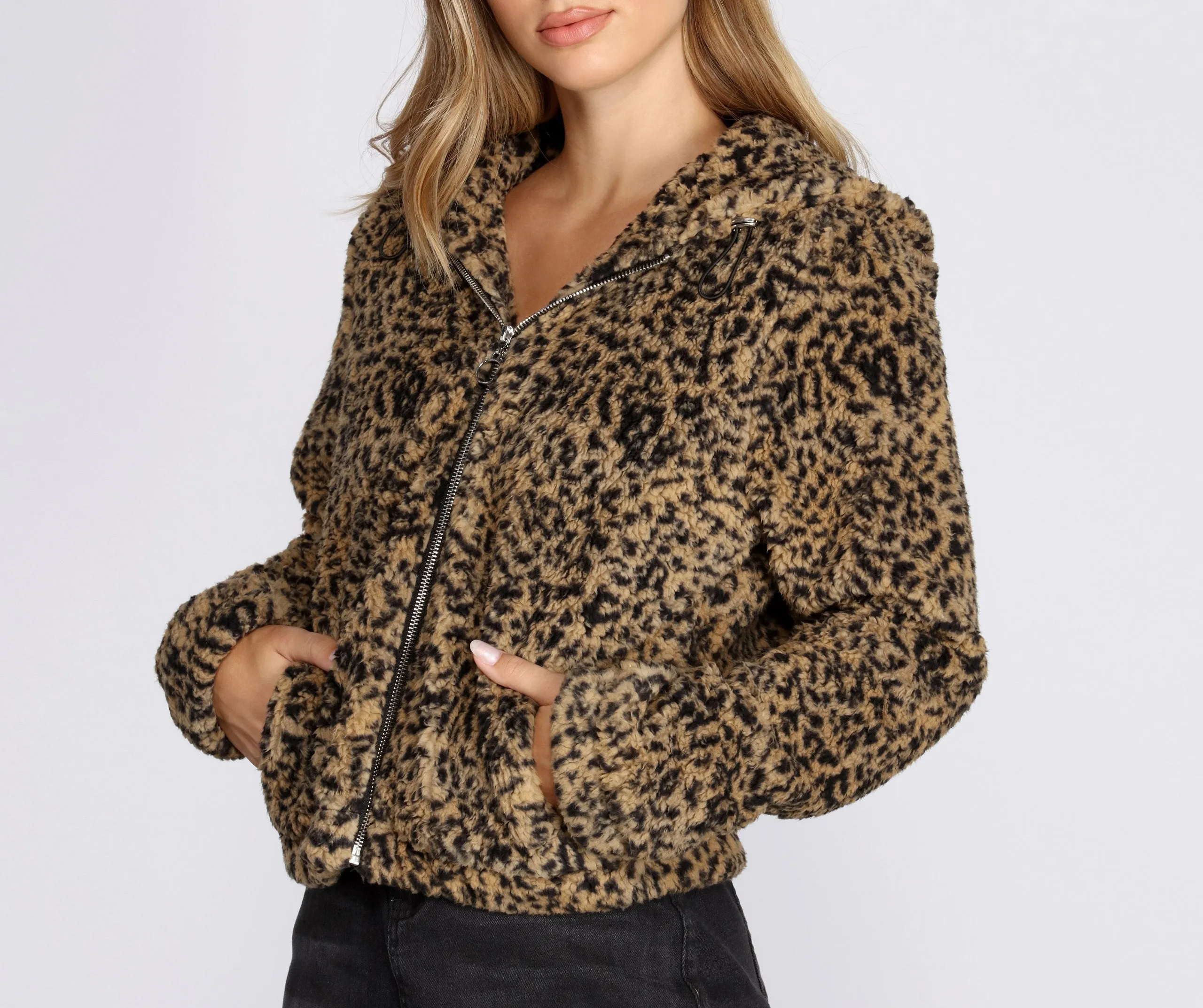 Sherpa Leopard Bomber Jacket