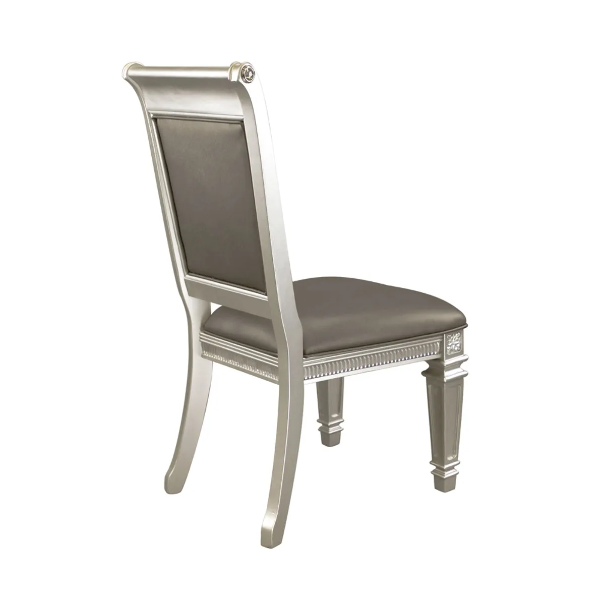 Silver Finish Faux Leather Side Chair - Set of 2