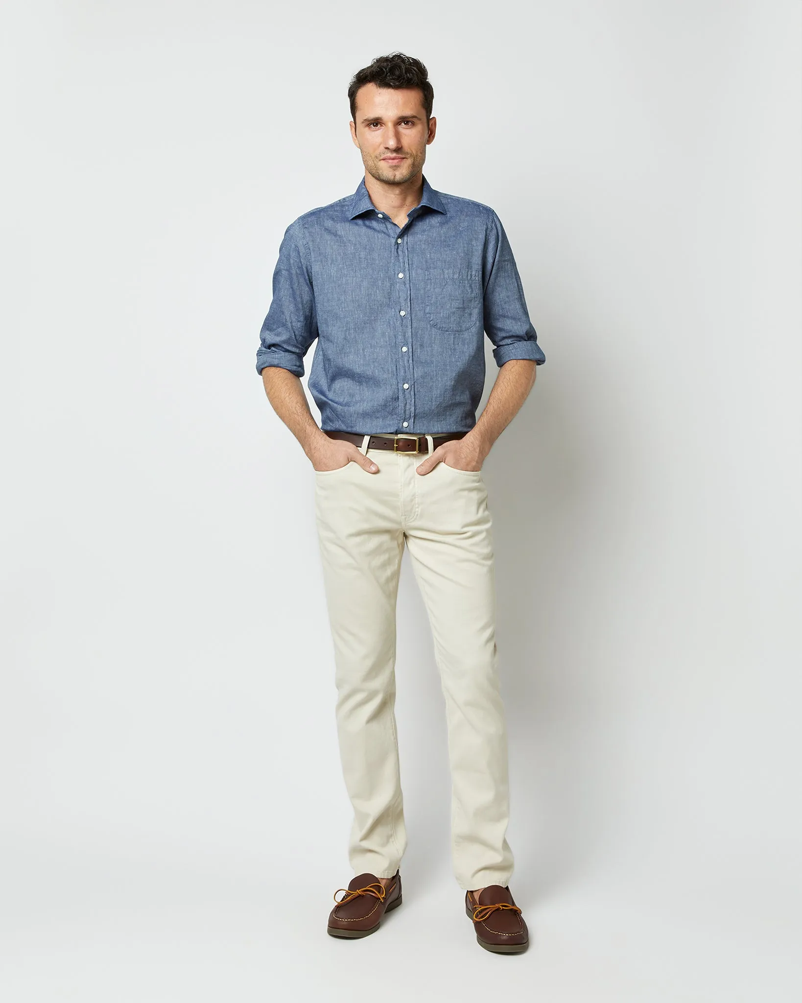 Slim Straight 5-Pocket Pant in Stone Bedford Cord