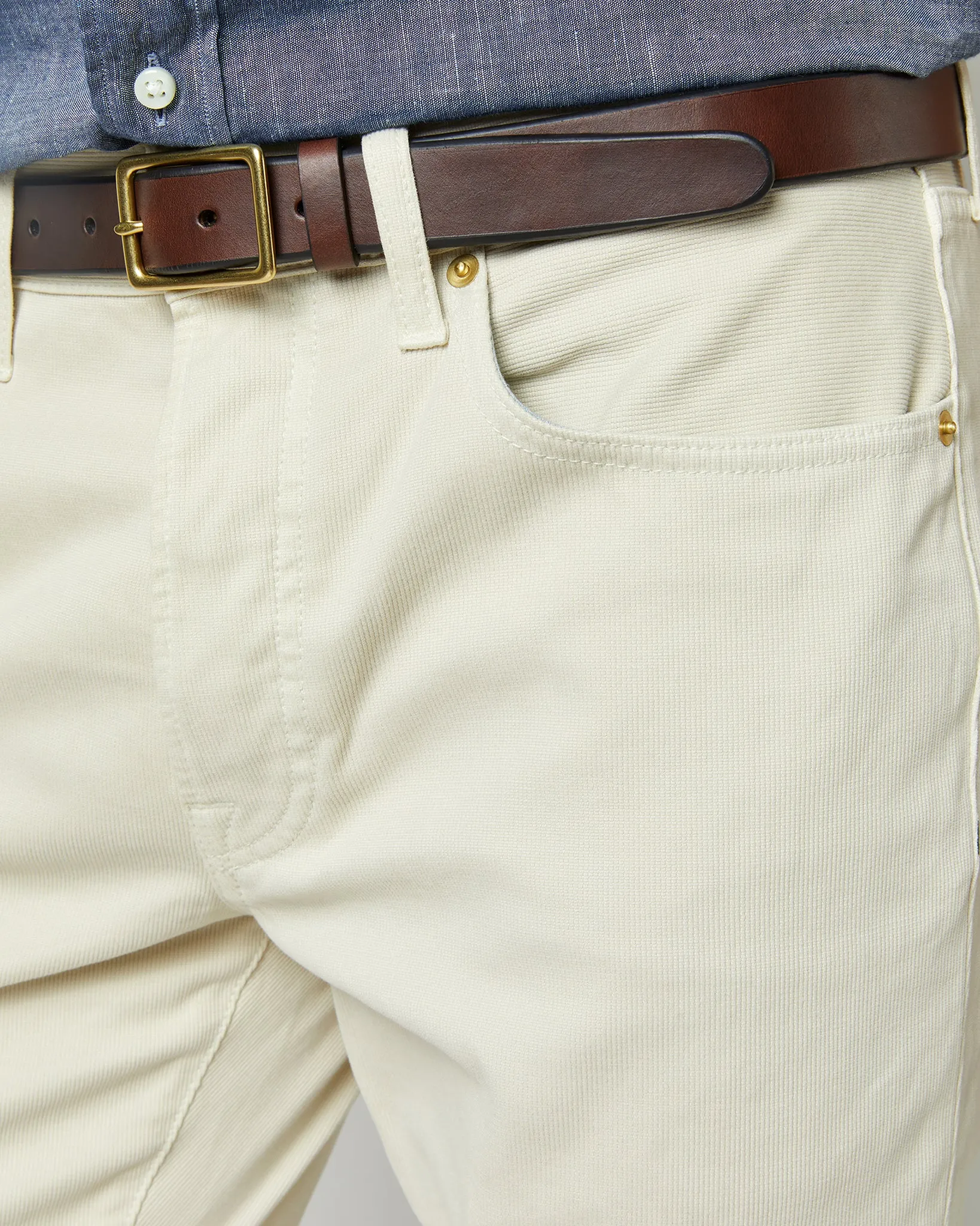 Slim Straight 5-Pocket Pant in Stone Bedford Cord