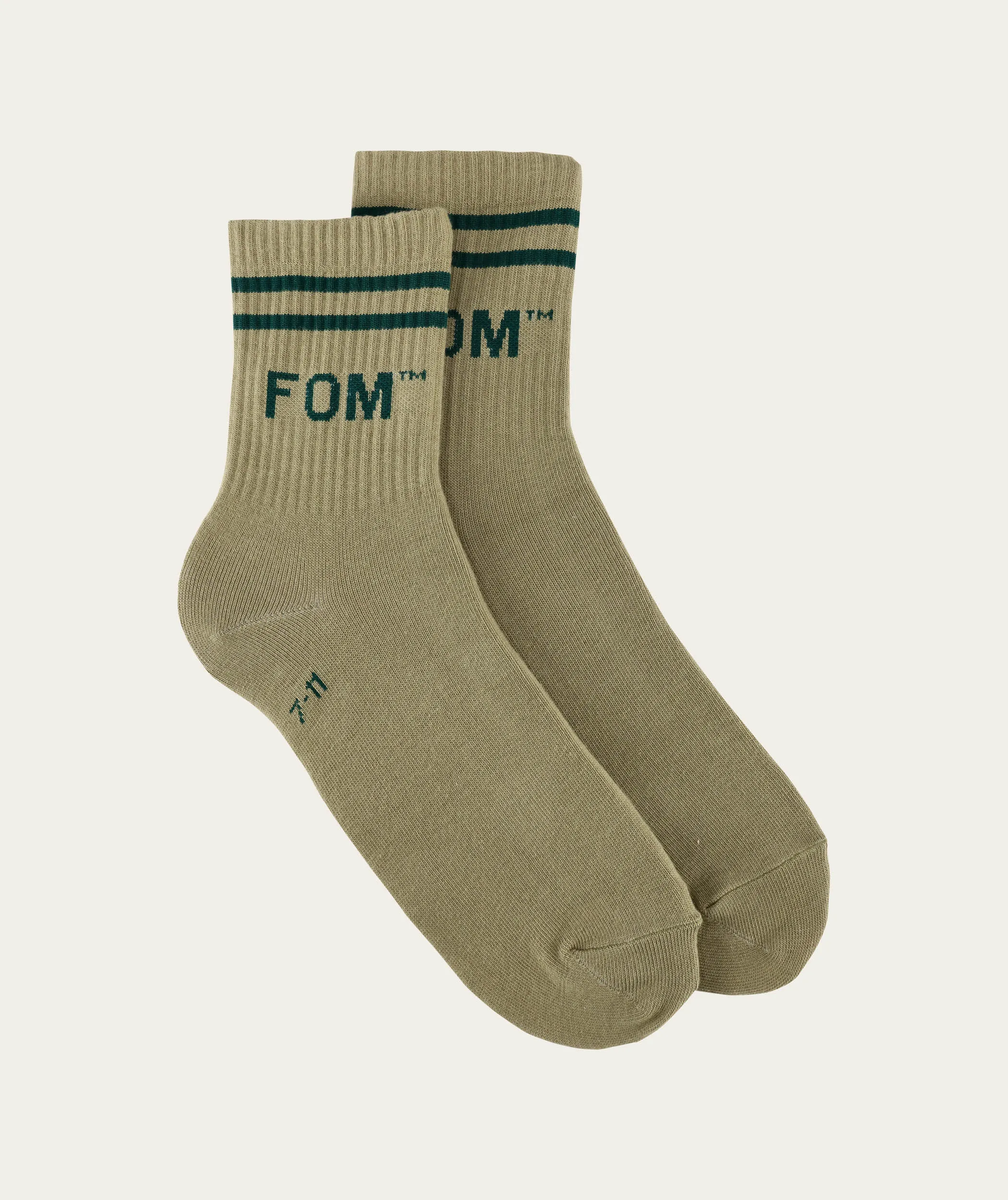 Socks FOM Active - Light Olive/ Khaki Stripe (Size 7-11)