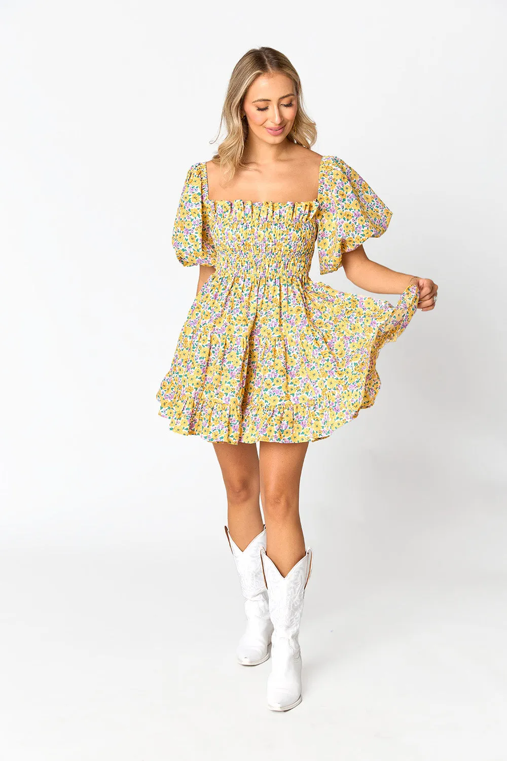 Spencer Puff Sleeve Mini Dress - Sunny Hunny