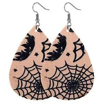 Spooky Fun Halloween Leather Earrings - Pumpkin, Cat, Skeleton & more