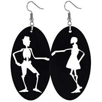 Spooky Fun Halloween Leather Earrings - Pumpkin, Cat, Skeleton & more