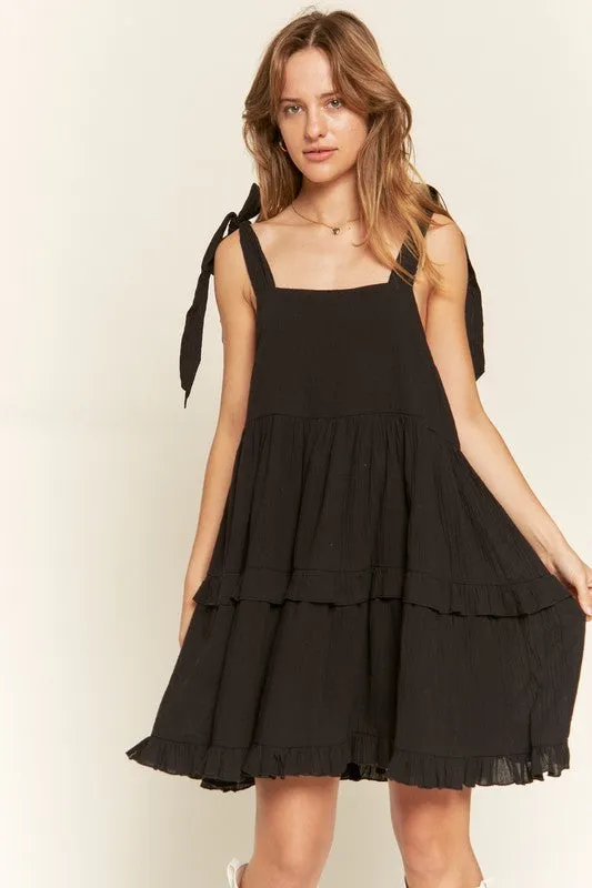 Square neck ruffle dress