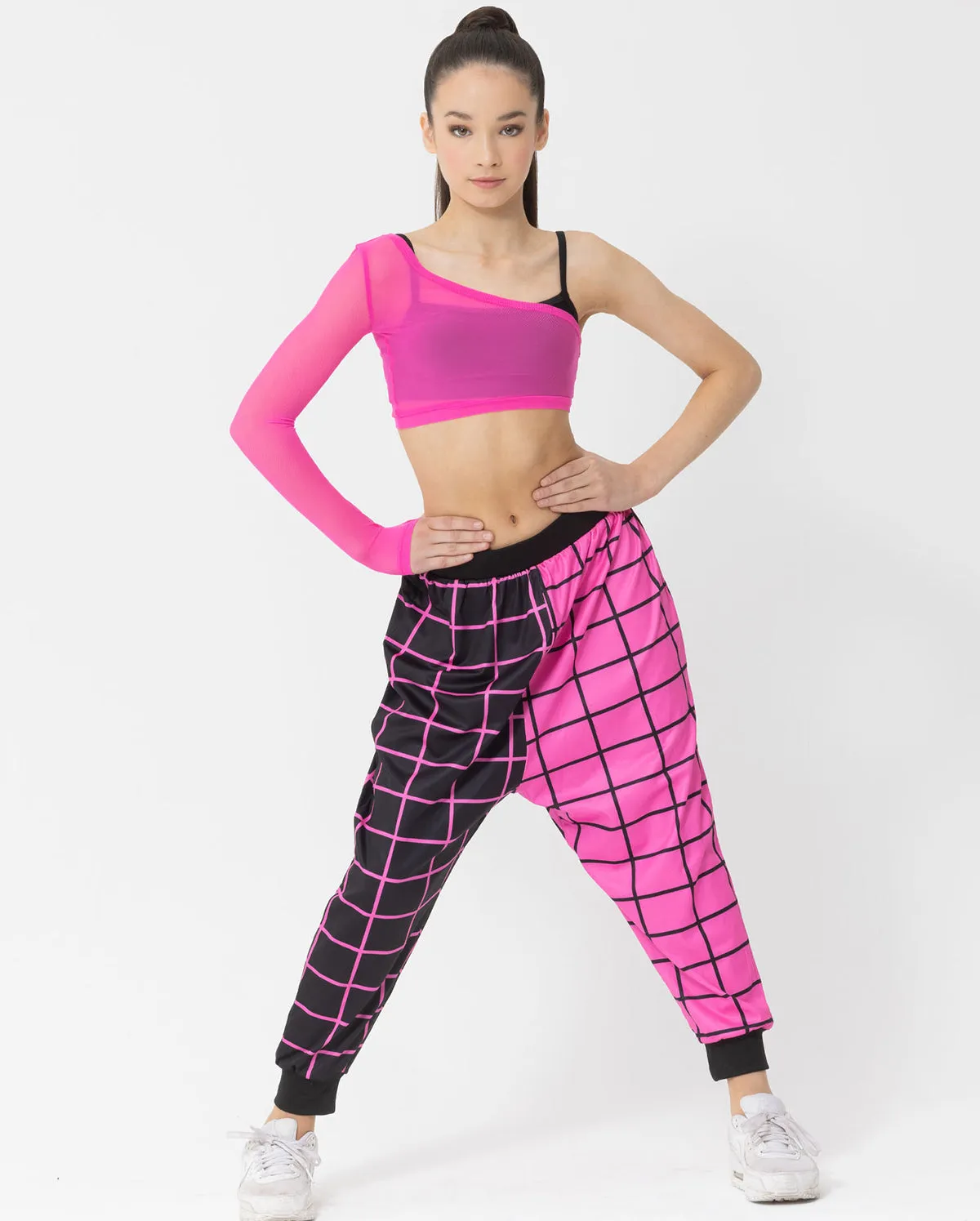 Studio 7, GEO PRINT HAREM PANTS, Black/Hot Pink, Adults, AUHP02