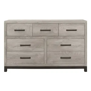 Stylish 7-Drawer Dresser - 2-Tone Gray, Premium Wood, Scratch-Resistant