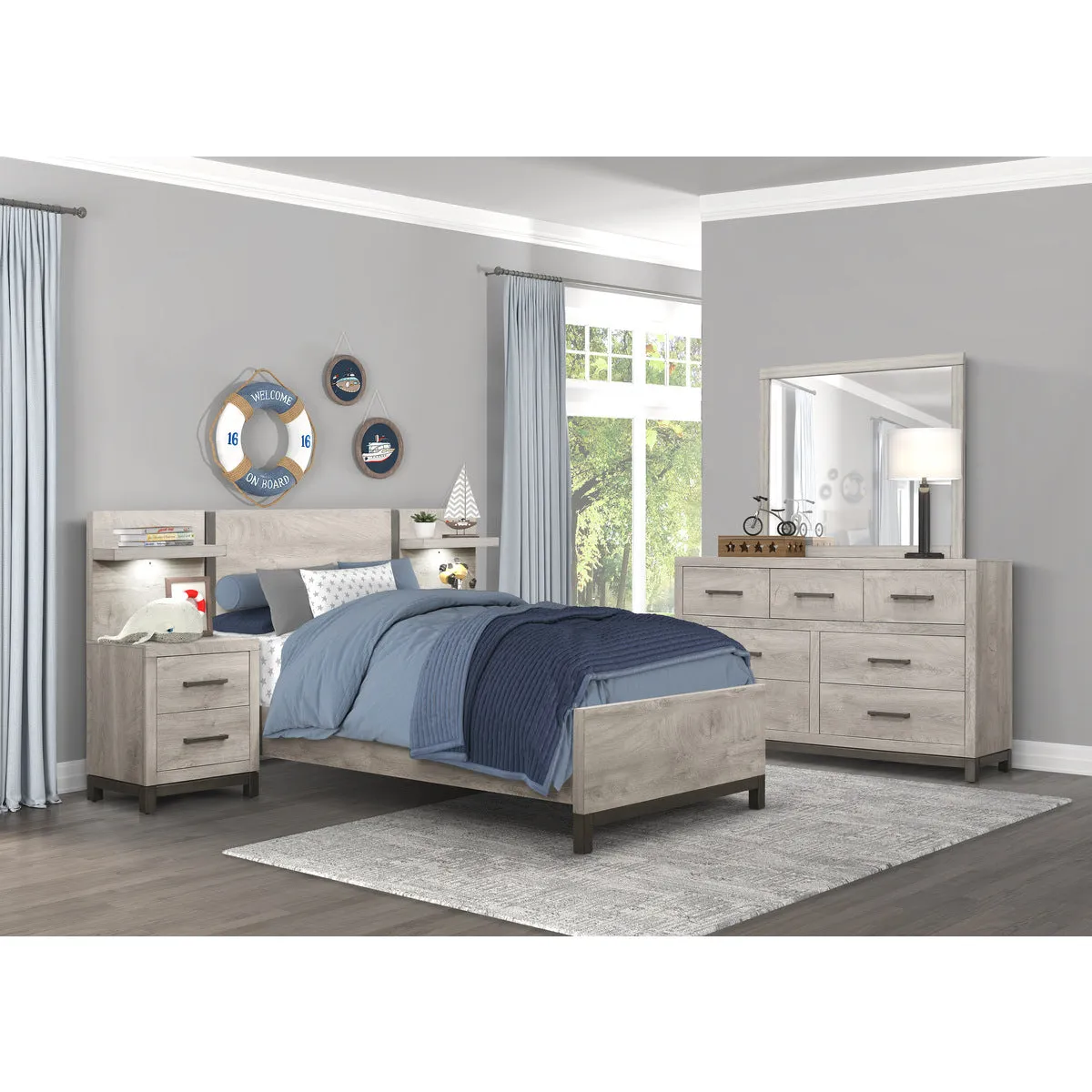 Stylish 7-Drawer Dresser - 2-Tone Gray, Premium Wood, Scratch-Resistant