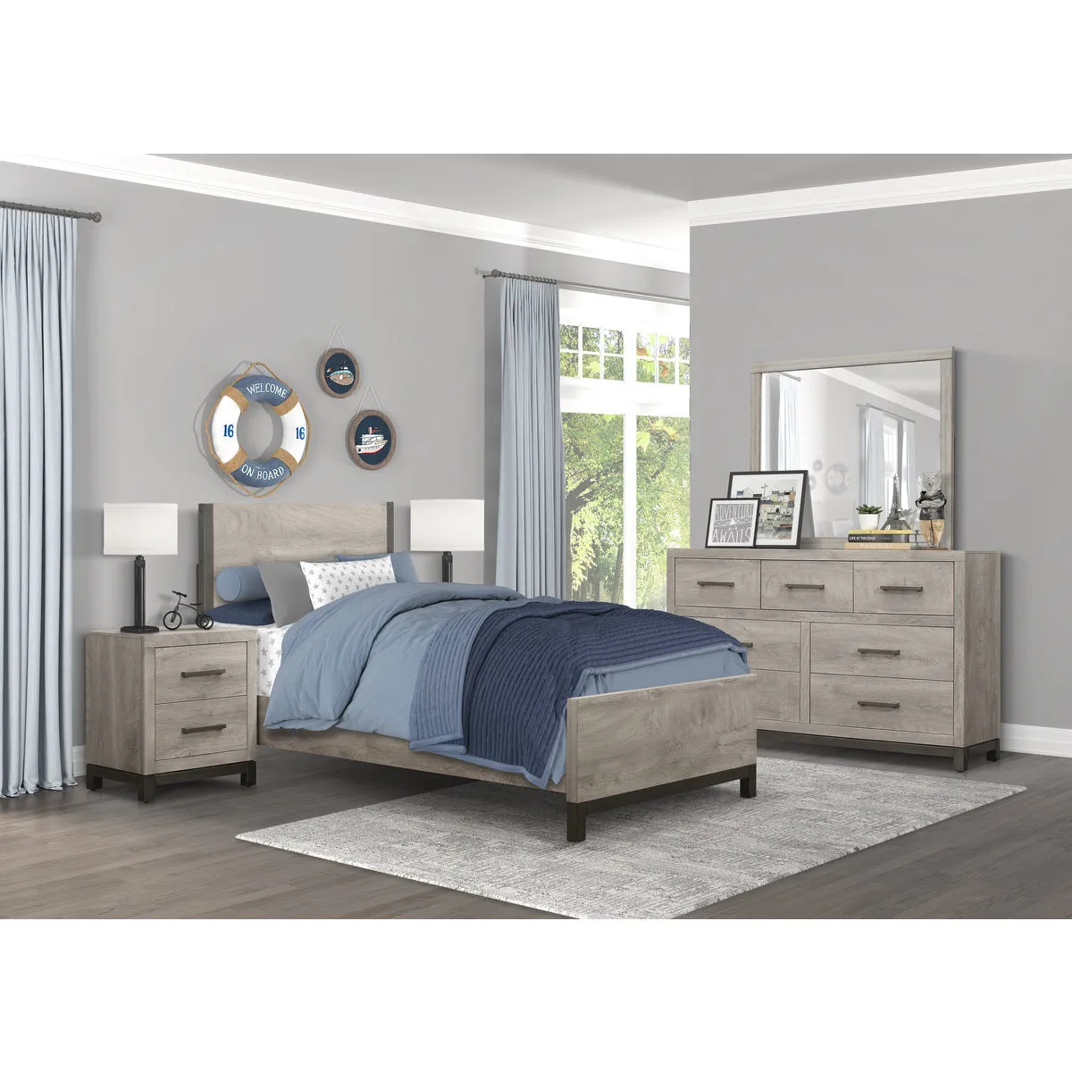 Stylish 7-Drawer Dresser - 2-Tone Gray, Premium Wood, Scratch-Resistant