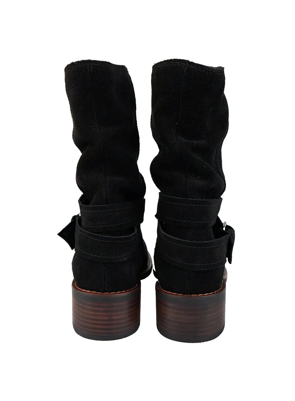 Suede Buckle Strap Boots IS402