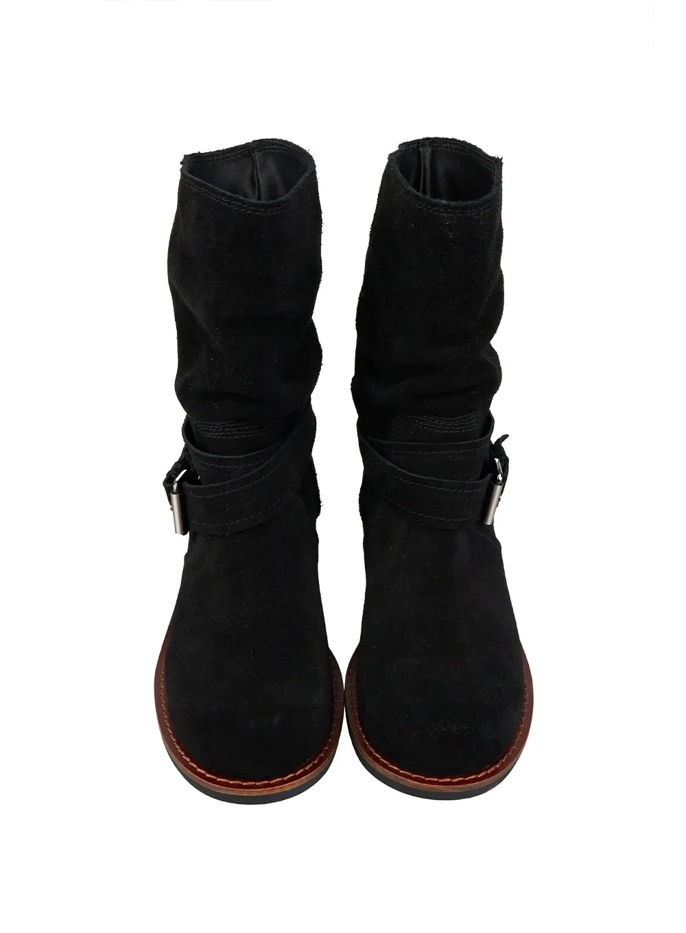 Suede Buckle Strap Boots IS402