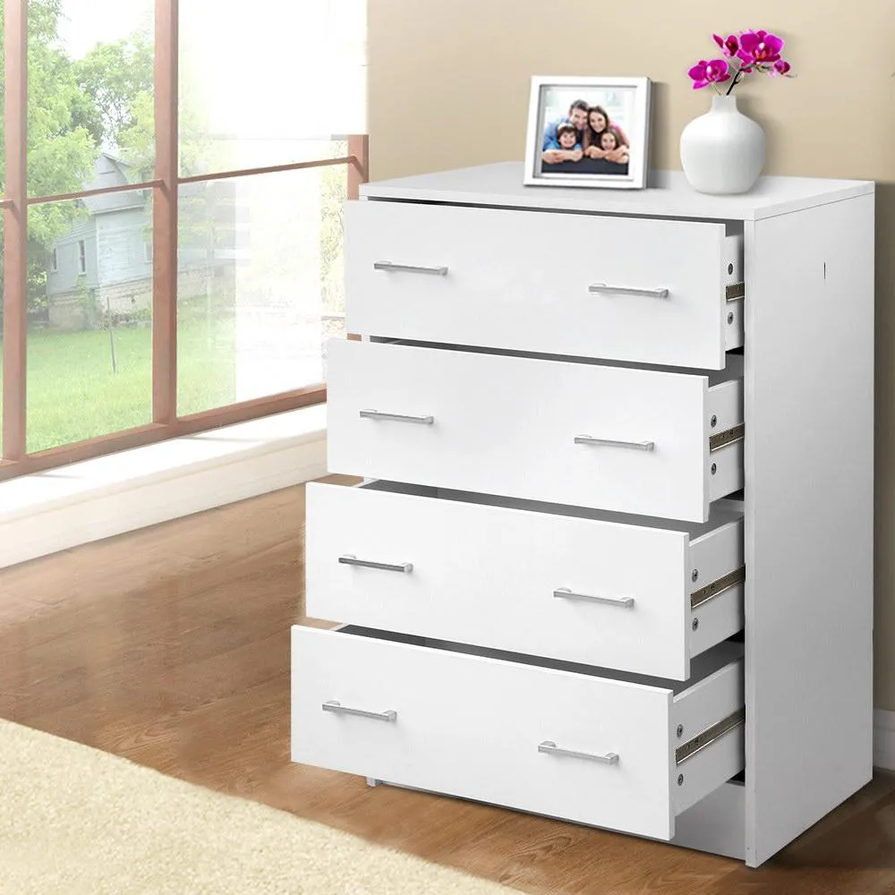 Tallboy 4 Drawers Storage Cabinet - White