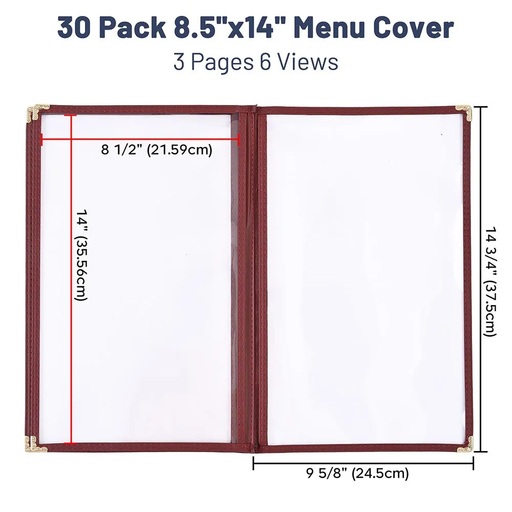 TheLAShop 8-1/2"x14" Clear Restaurant Menu Cover Folder 6 View 30ct/pk