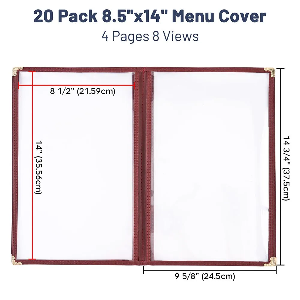 TheLAShop 8-1/2"x14" PVC Vinyl Cafe Menu Cover Folder 8 View 20ct/pk