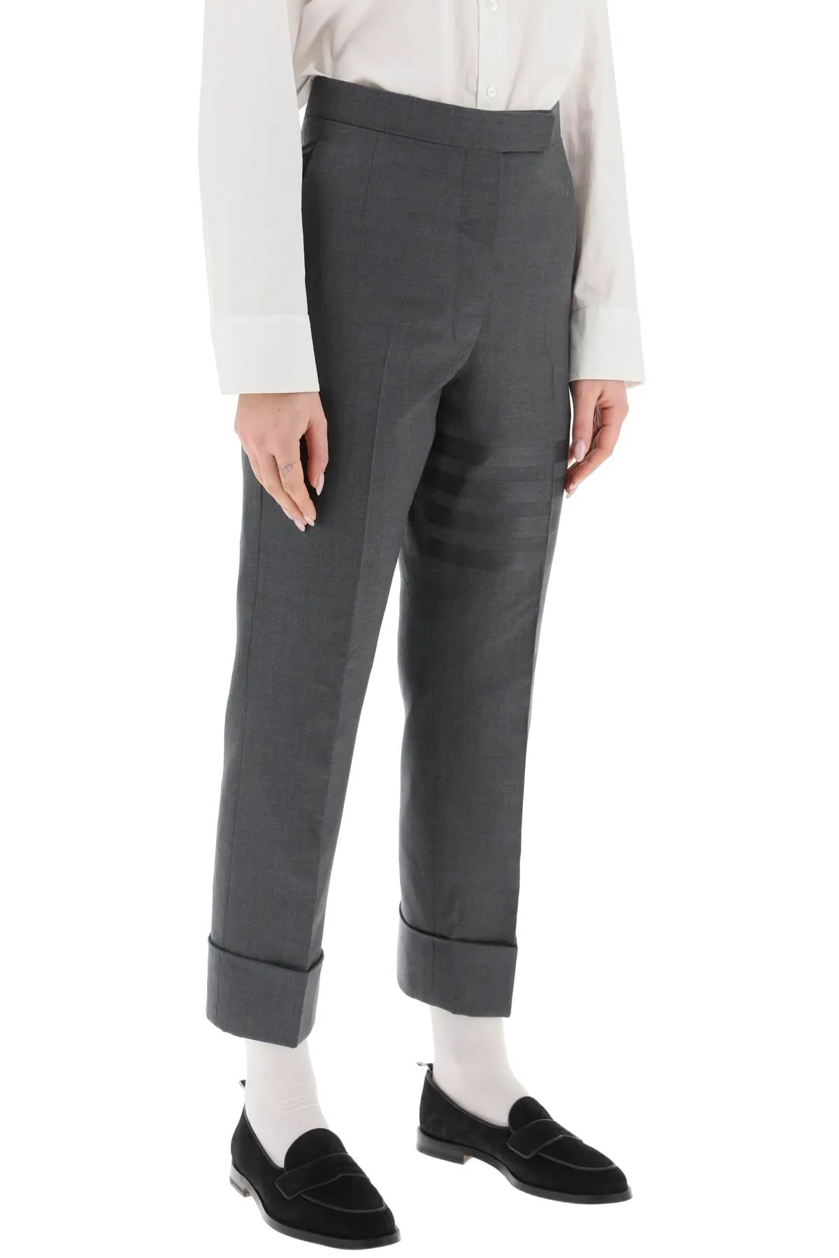 Thom browne 4-bar cropped turn-up pants