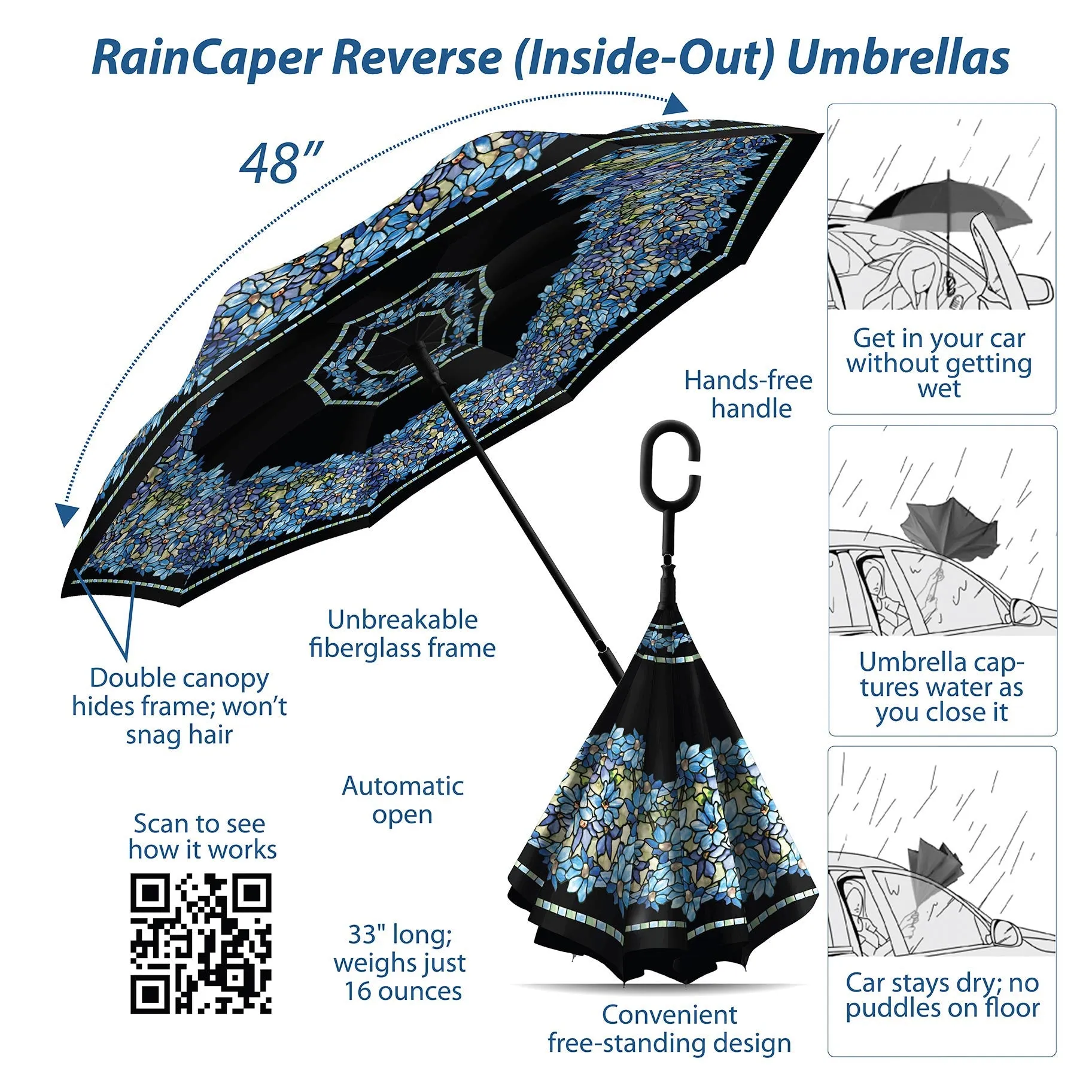 Tiffany Clematis Reverse Umbrella