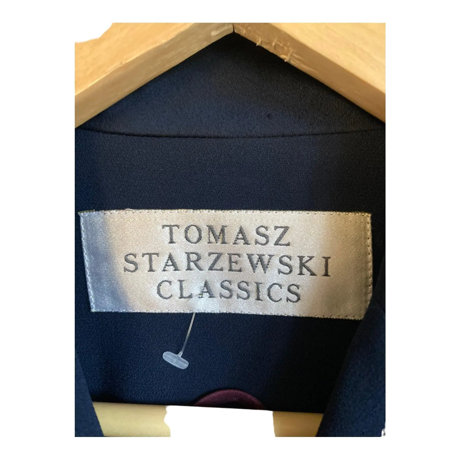 Tomasz Starzewski Classic Crepe Navy Long Sleeved Blazer Style Jacket UK Size 8