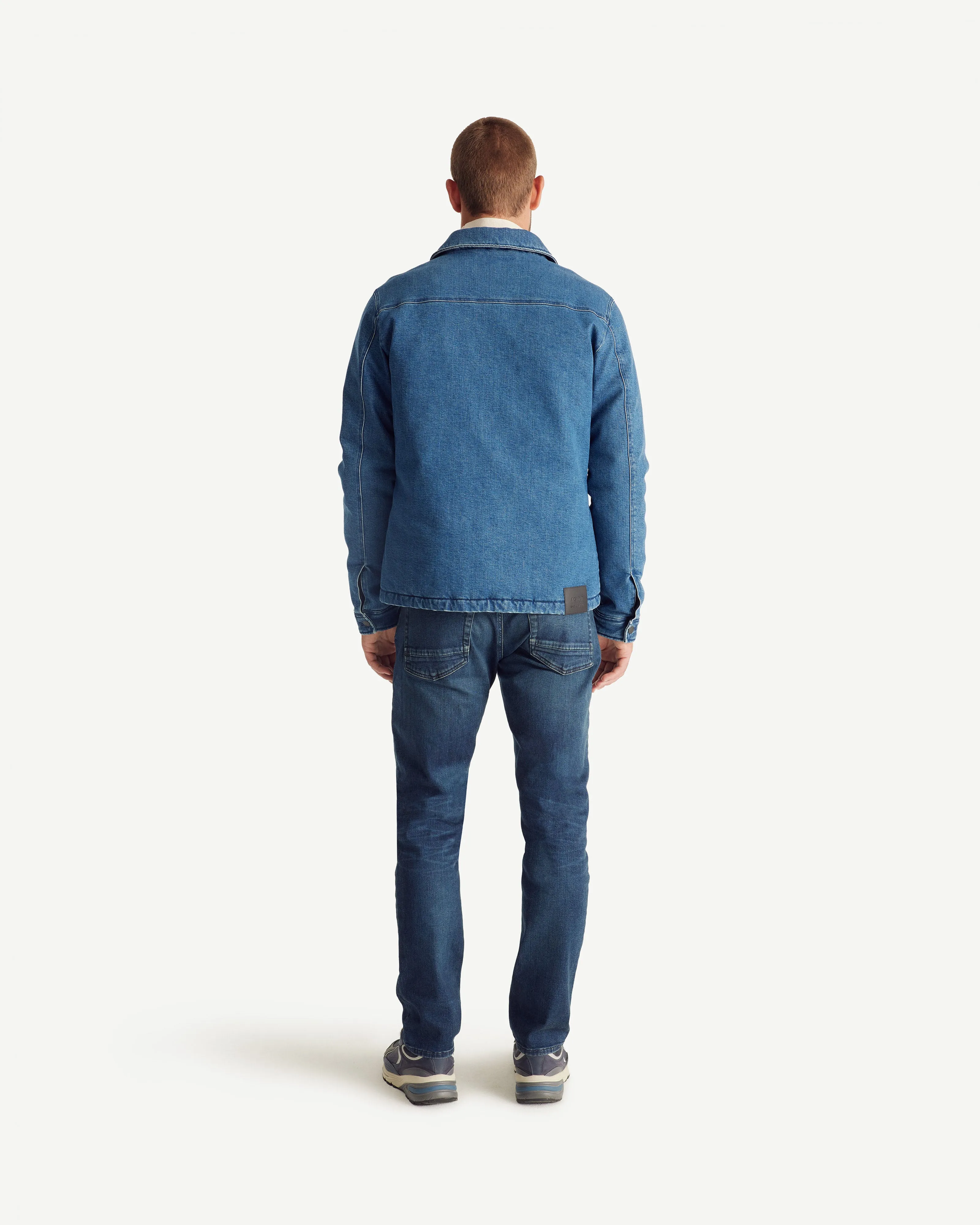 Travail Worker JOTT x DENHAM denim shacket-style down jacket Dark denim jeans