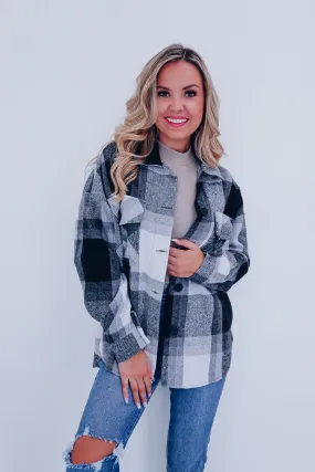 Trendy Time Plaid Shacket - Black