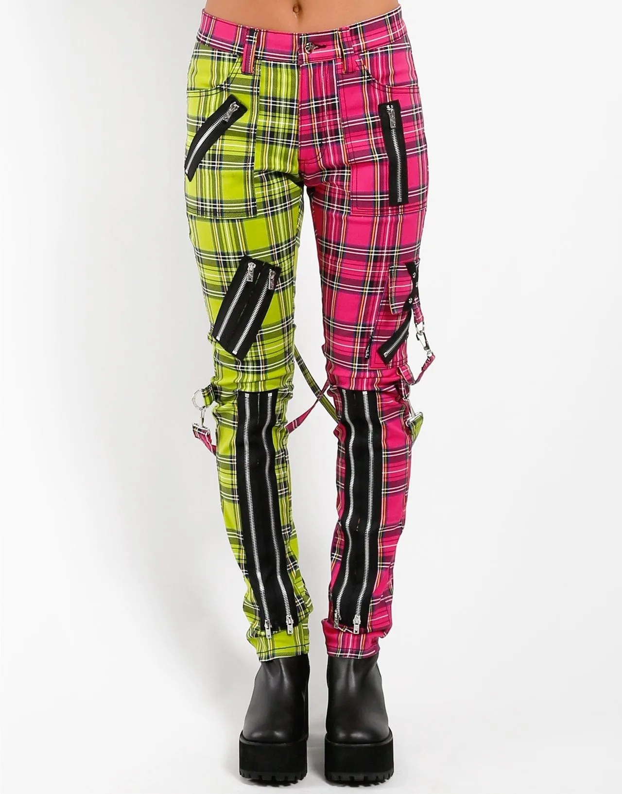 Tripp NYC Split Leg Plaid Bonage Pants